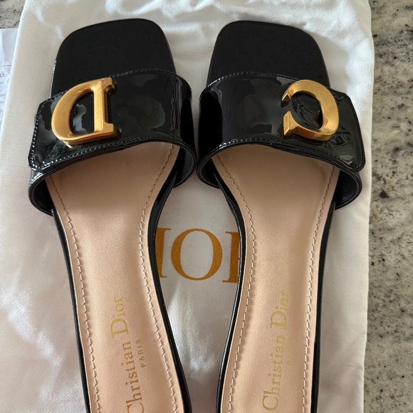 Dior Shoes - Dior Black Leather Slides